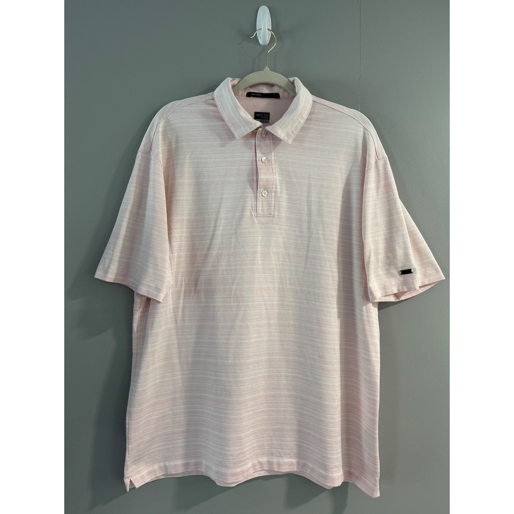 Nike Dri-FIT Tiger Woods Collection Polo Shirt Mens Large Pink Stripe Golf - Picture 1 of 9